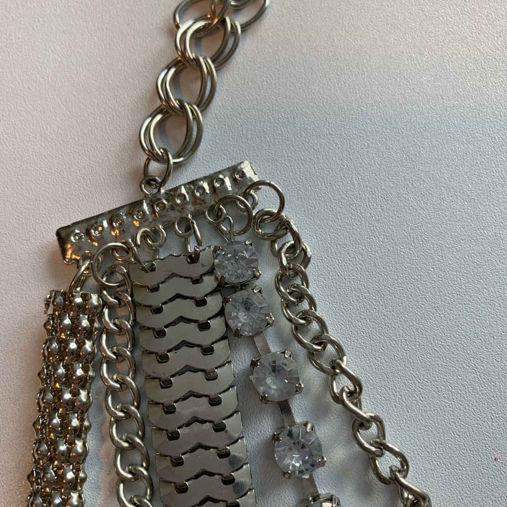 Dramatic Silver Tone Five Layered Bib Necklace - image 6